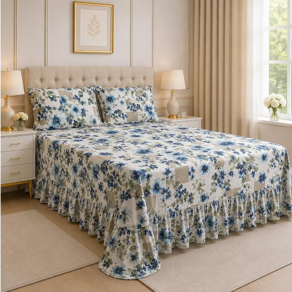 Jogo de Cama Queen 3 Peças com Babado – Cama Casal