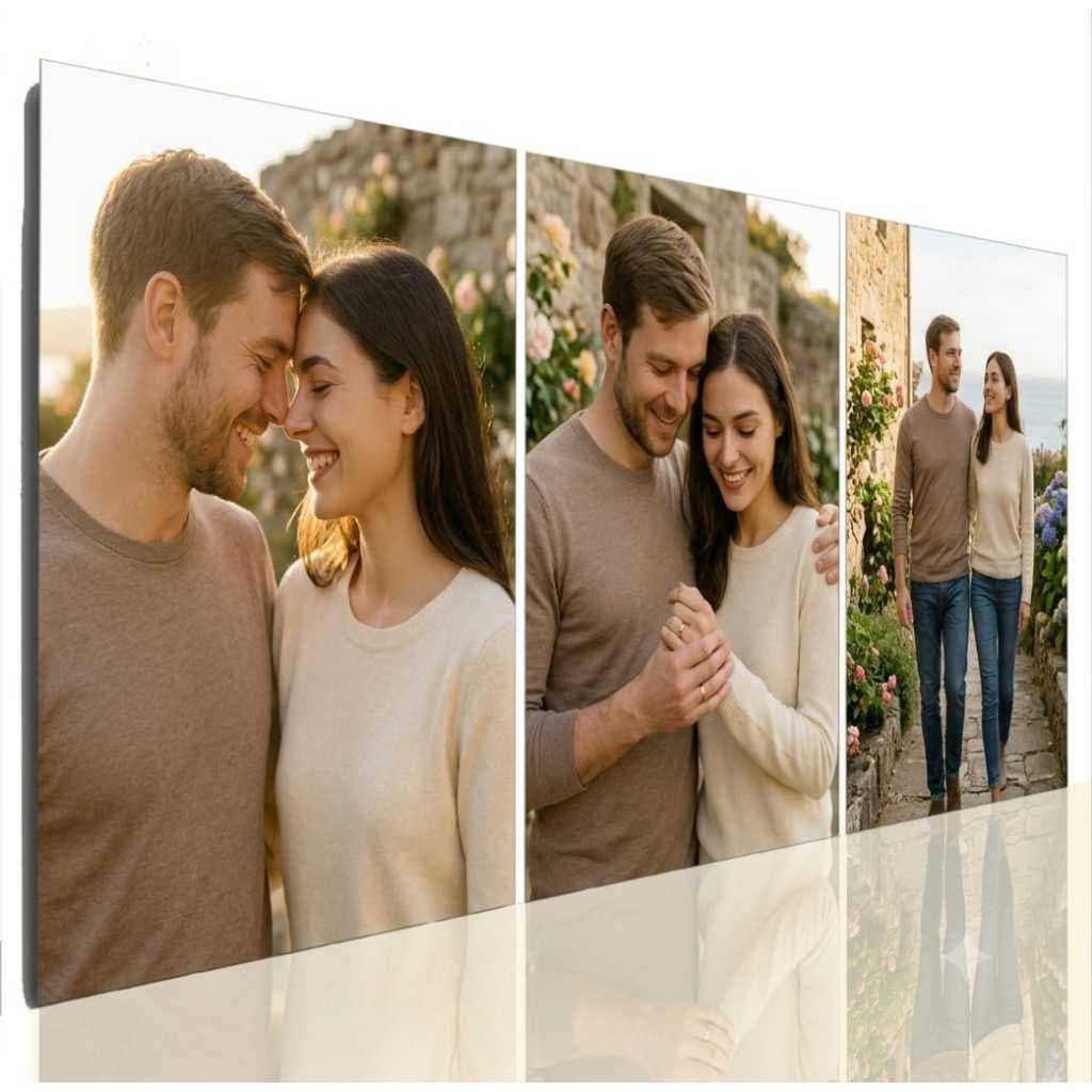 quadro trio persosalizado 40x60cm com fotos do casa presente dia dos namorados aniversario de namoro