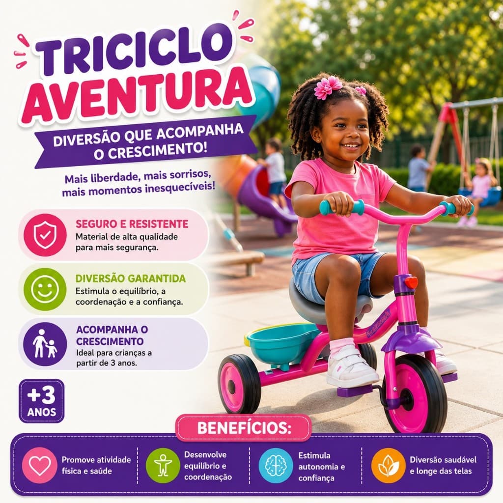 Triciclo Infantil Meu Primeiro Velocipede Pedal Menino menina +18 Meses Inmetro