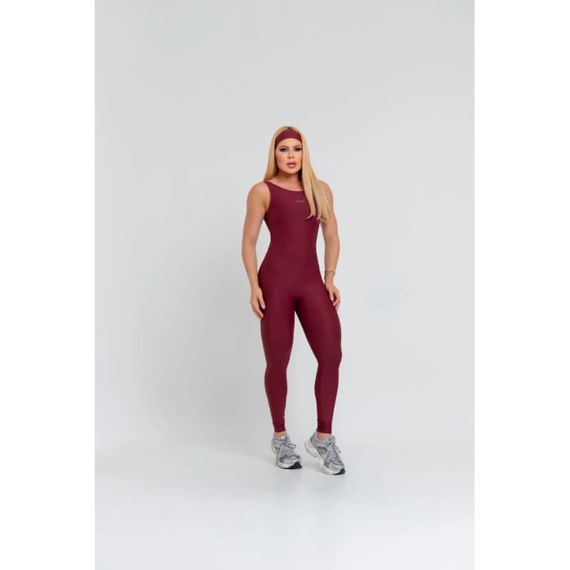 Macacão Fitness Feminino Bordô Poliamida Premium Academia Treino Moda Fitness
