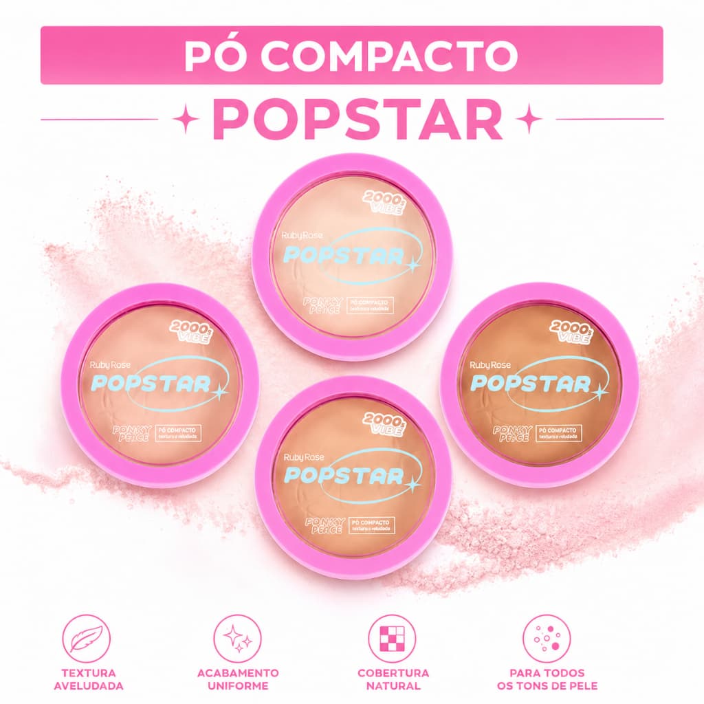 Pó Compacto Fancy Face PopStar Ruby Rose Matte HB-M406 10g ( CORES SORTIDAS)