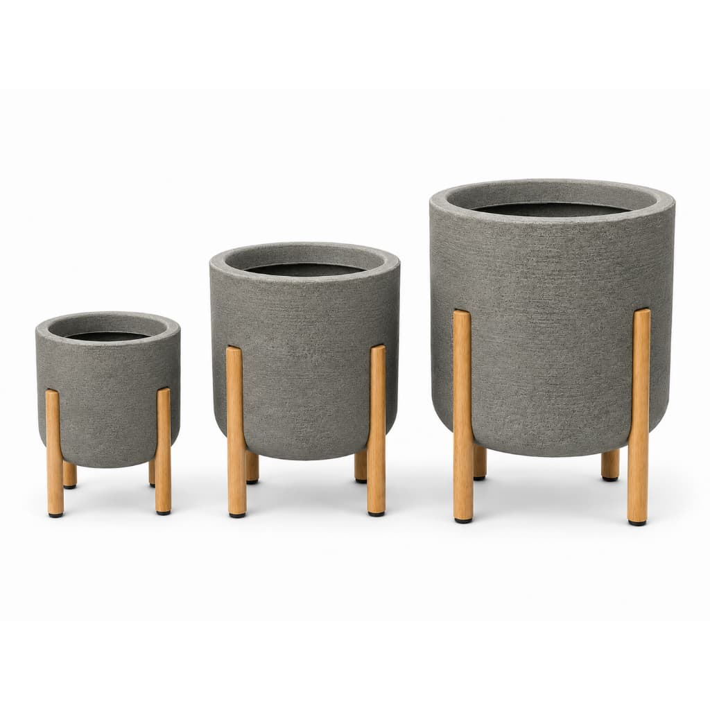 kit vaso Nórdico P/M/G vaso pés de madeira vaso plantas vaso polietileno escovado