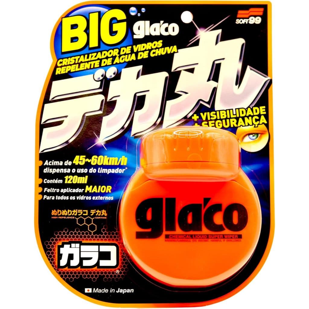Big Glaco 120ml Cristalizador de Vidros até 2 Meses, Repelente de Água de Chuva - Soft 99