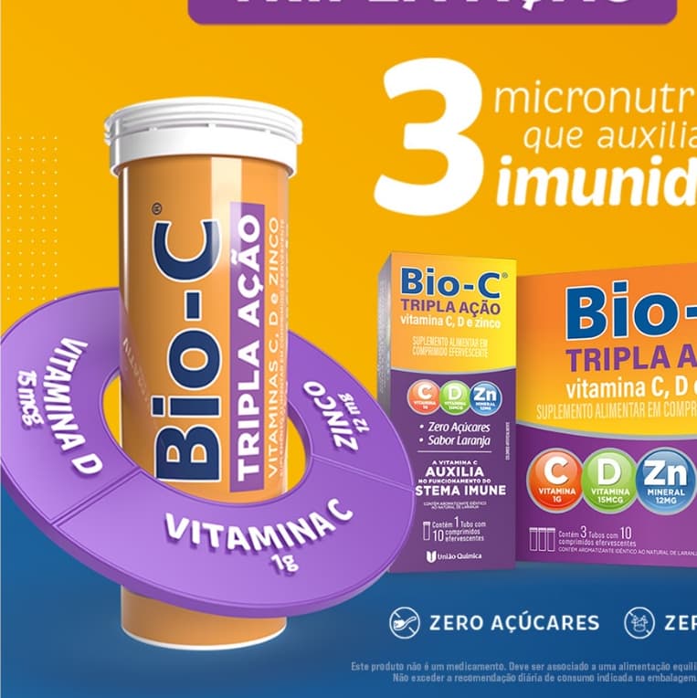 Suplemento Bio-C Tripla Ação 30 Comprimidos - União Química