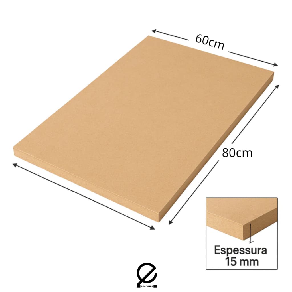 Chapa Madeira Prateleira MDF Crú 15mm 80cm x 60cm