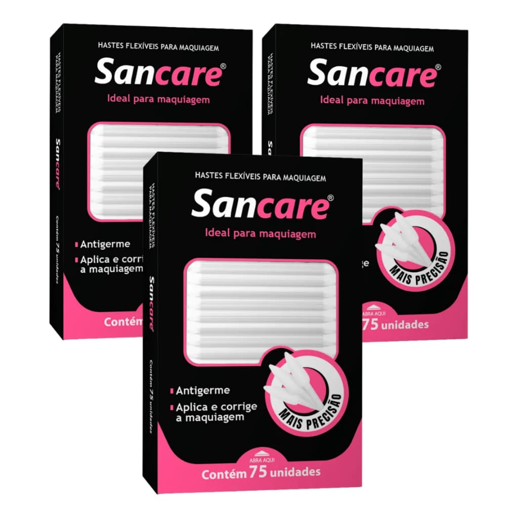 Kit Com 3 Hastes Flexíveis para Maquiagem Com 75 unid. Cada - Sancare