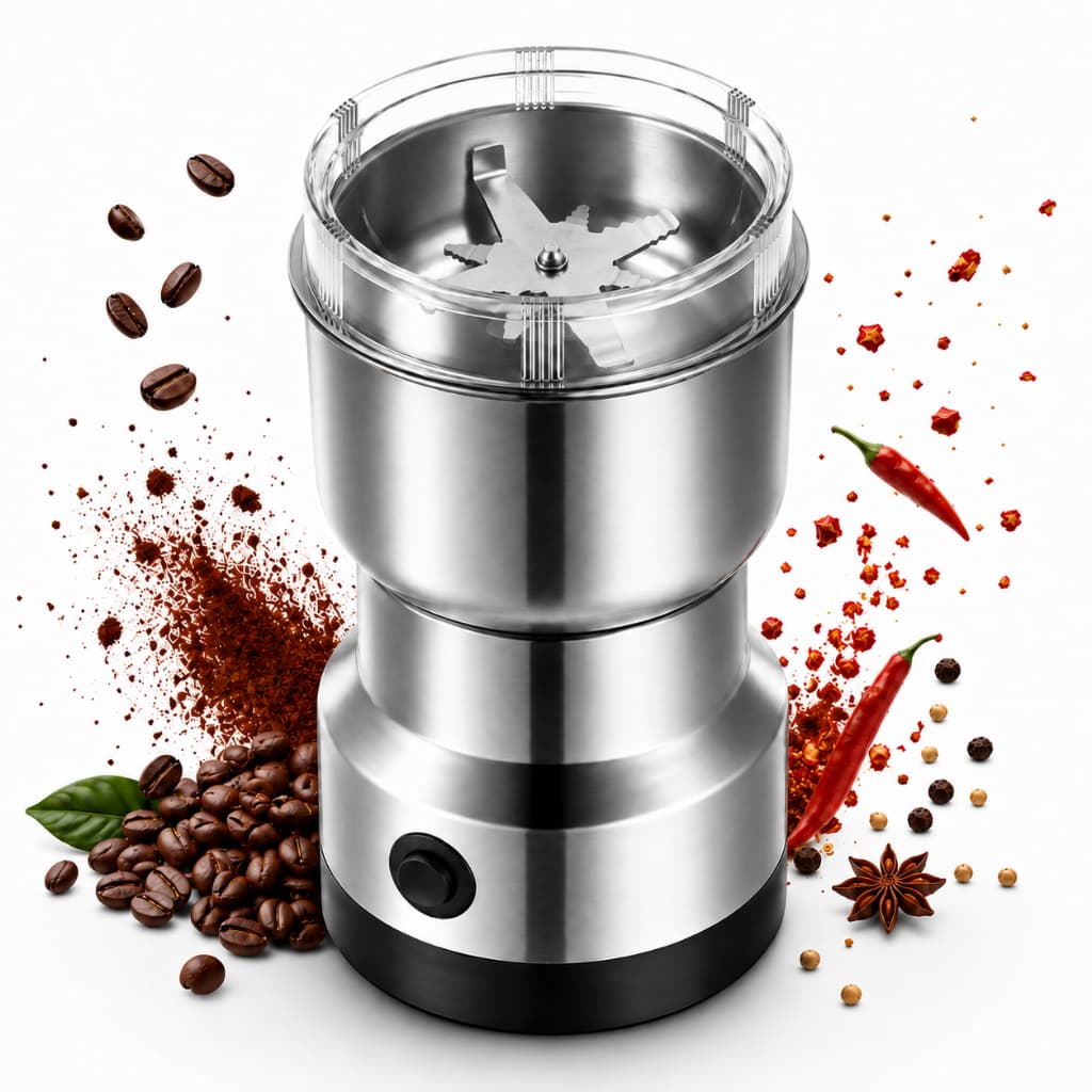 Moedor De Café Elétrico 220V 8 Lâminas Aço Inox Multifuncional Para Grãos Temperos Especiarias