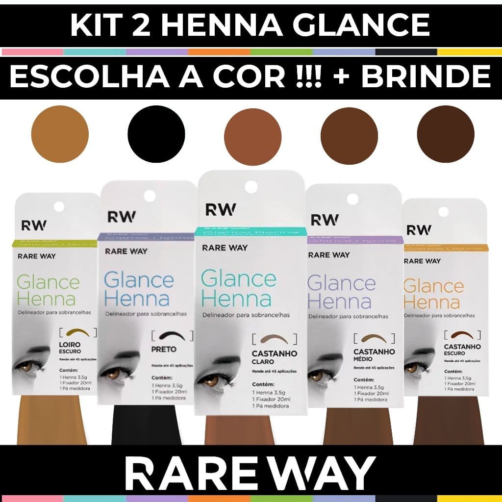 Henna Sobrancelhas Glance Rare Way Henna Profissional Escolha a Cor Designer de Sobrancelhas 3,5g