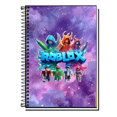 Caderno Universitário Roblox | Capa Dura e Espiral | Caderno Gamer | 1, 10, 15 e 20 Matérias