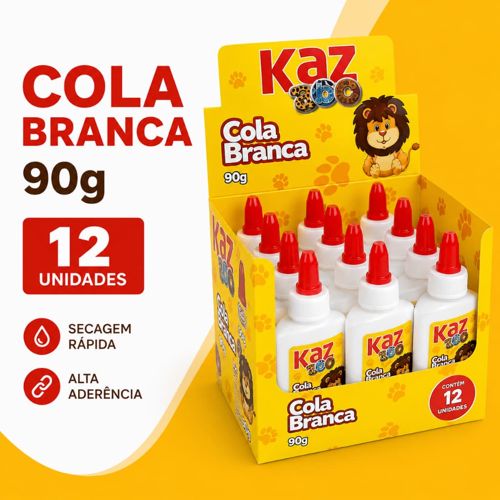 12 Colas Branca Escolar 90g Liquida - Atacado 12 Unidades