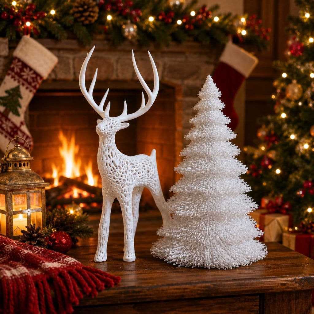 ENFEITE DE NATAL SERVO COM ÁRVORE DECORATIVA 3D PRESÉPIO FESTA NATALINA DECORAÇÃO NATALINA