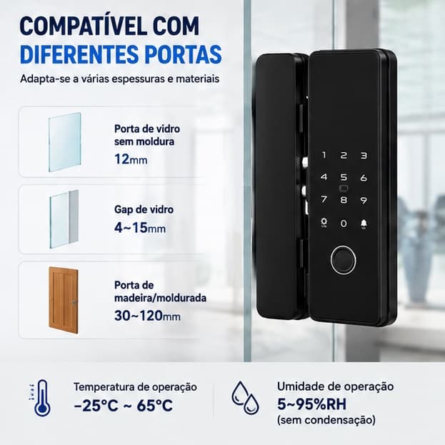 Fechadura Inteligente Digital para Porta com Biometria Senha Cartão e USB-C M4
