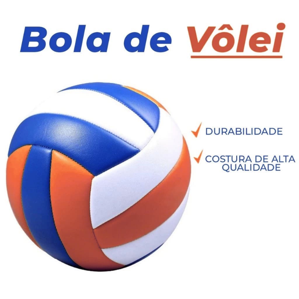 Bola de Volei + Bomba de Bola Tamanho 5 Costurada Praia