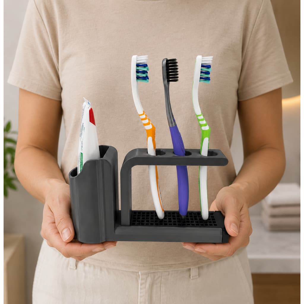 Porta Escova De Dentes Suporte Para Pasta 3 Escova Moderno Elegante Resistente