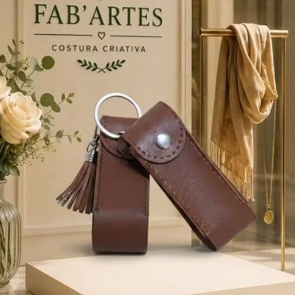 Chaveiro Porta Batom em Sintético e Chaveiro porta batom com porta cartão