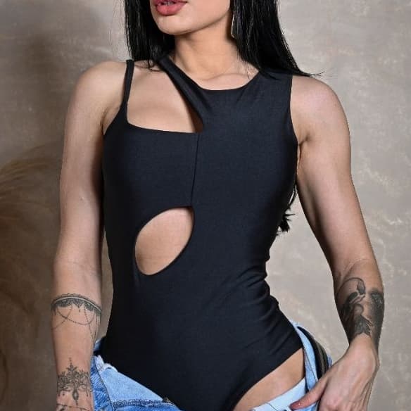 Body Kardashian Recorte Vazado Feminino Suplex Tendência na Moda
