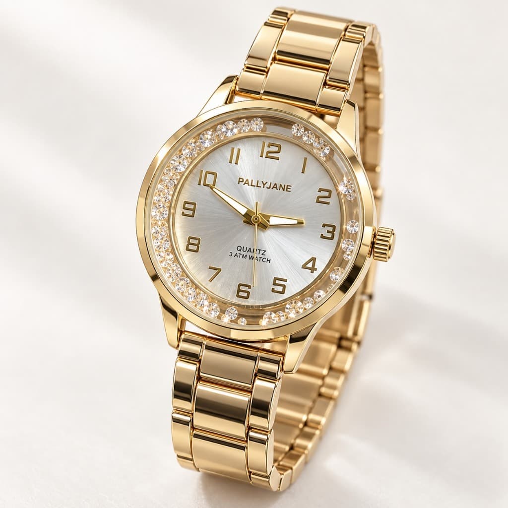 Relógio Feminino Pallyjane a Prova d’água Cristal Moda Mulher pra Presente P53