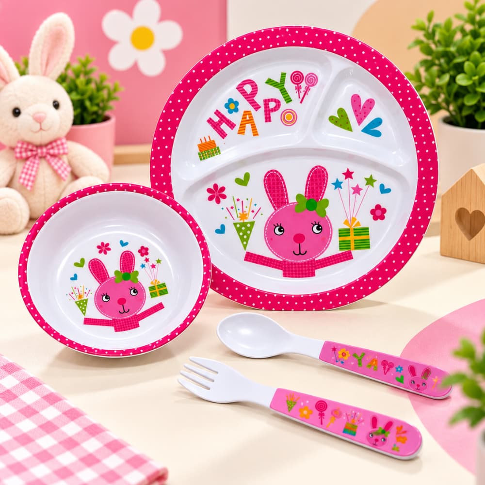 Kit Refeição Alimentação Infantil Prato Redondo 4pçs