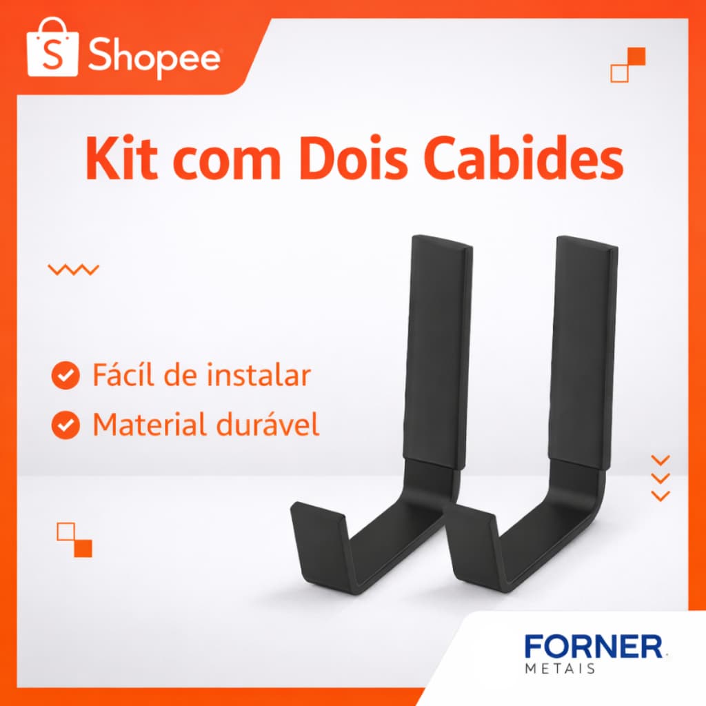 Kit 2 Cabide de Banheiro Gancho Multiuso Kit 2 Cabide Quadrado Preto
