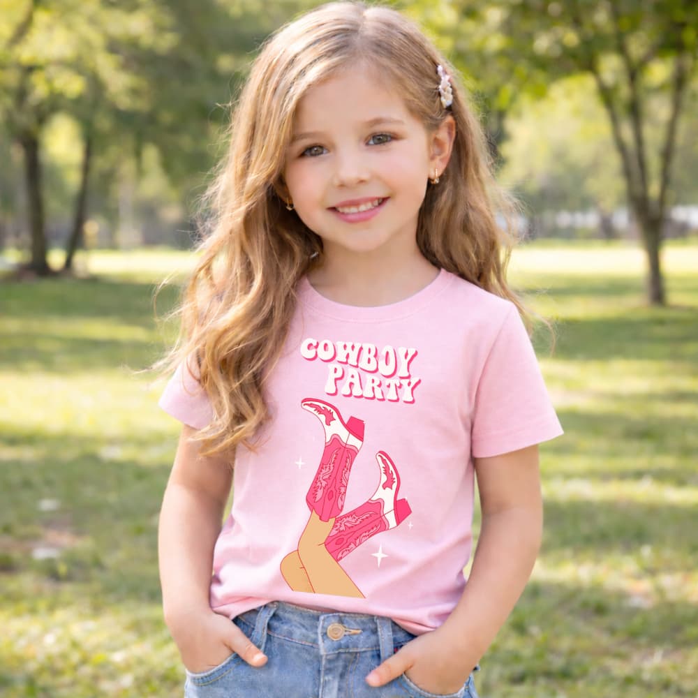 Camisa blusa Feminina Cowgirl Bota Infantil Estampado Rosa Tendência Inverno Premium