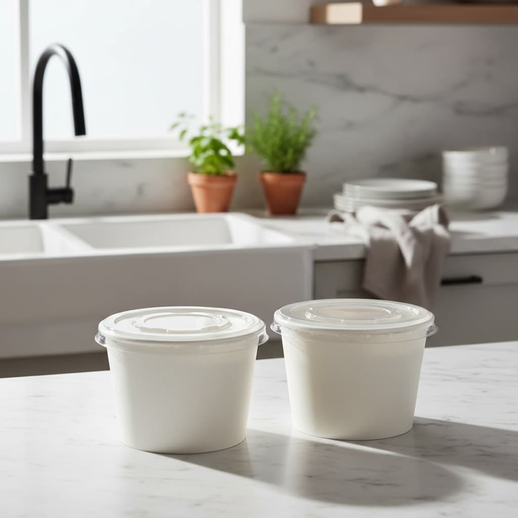 Pote de Papel Branco com tampa  240ml - 400 unidades