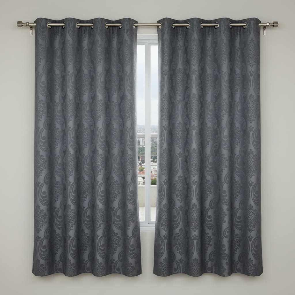 Cortina Para Sala Jacquard 2m x1,30m Qcasa Para Sala Quarto e Apartamento Com Ilhós Cromado