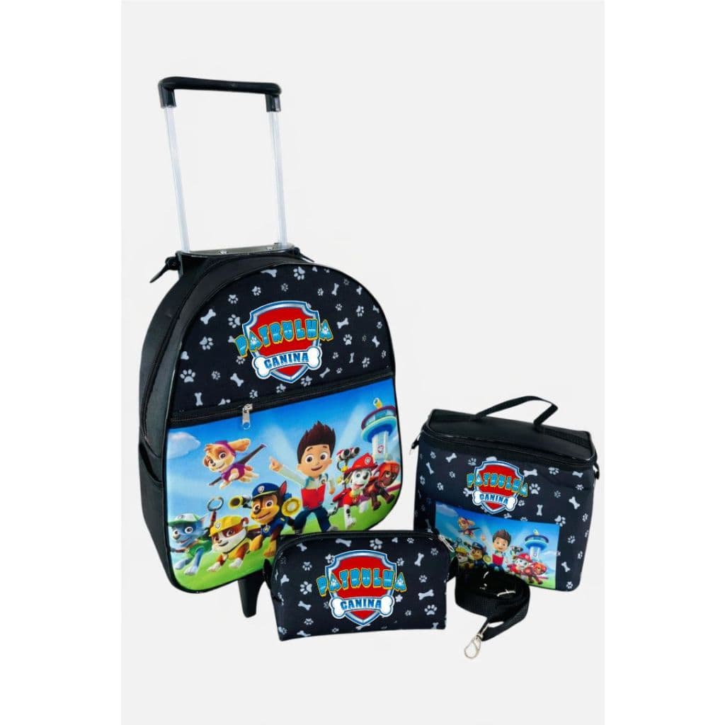 Kit Mochila de Rodinhas Infantil 3 Peças à pronta entrega vários temas