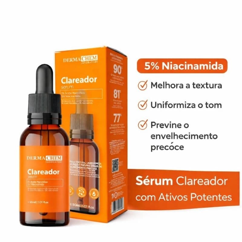 Sérum Clareador 30ml Dermachem Previne Sinais de Envelhecimento Precoce Nova Embalagem
