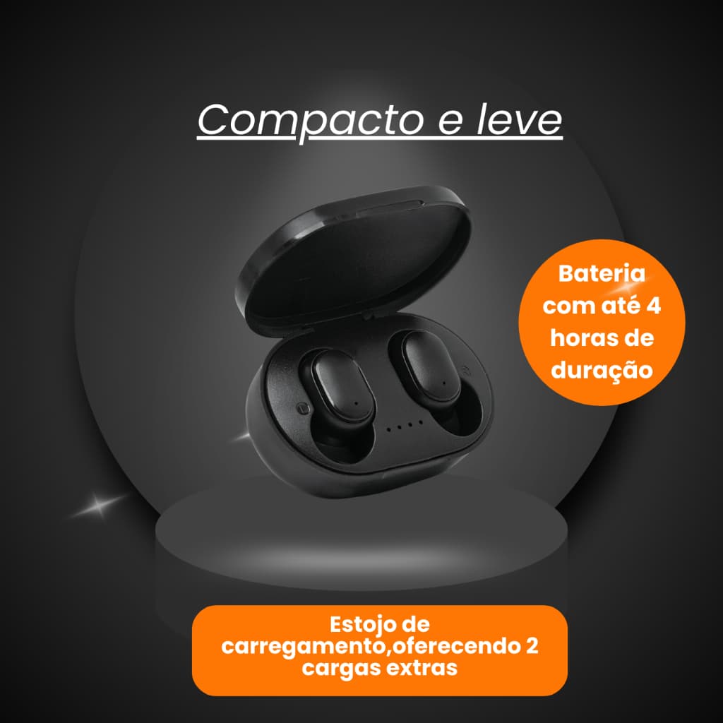 Fone De Ouvido Bluetooth Recarregável Prático Música Reunião Trabalho Academia Treino Leve Novo