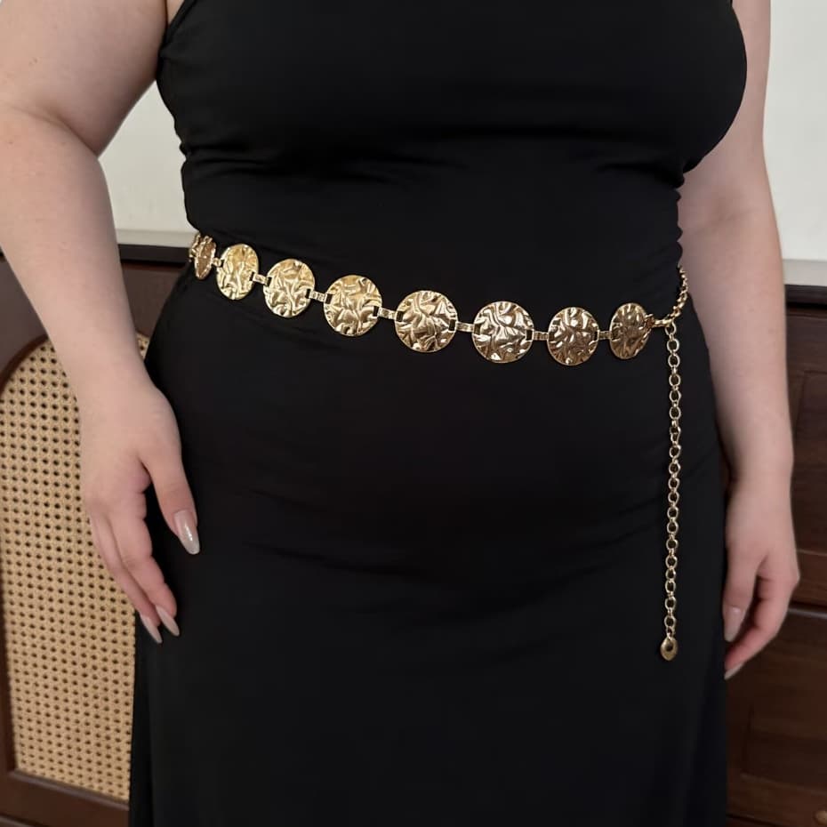 Cinto de corrente  nomal/plus size 2026 moda verão novo redondo côncavo e convexo