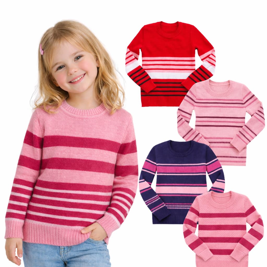 Suéter Infantil Feminino Blusa de Frio Tricô 1 ao 8
