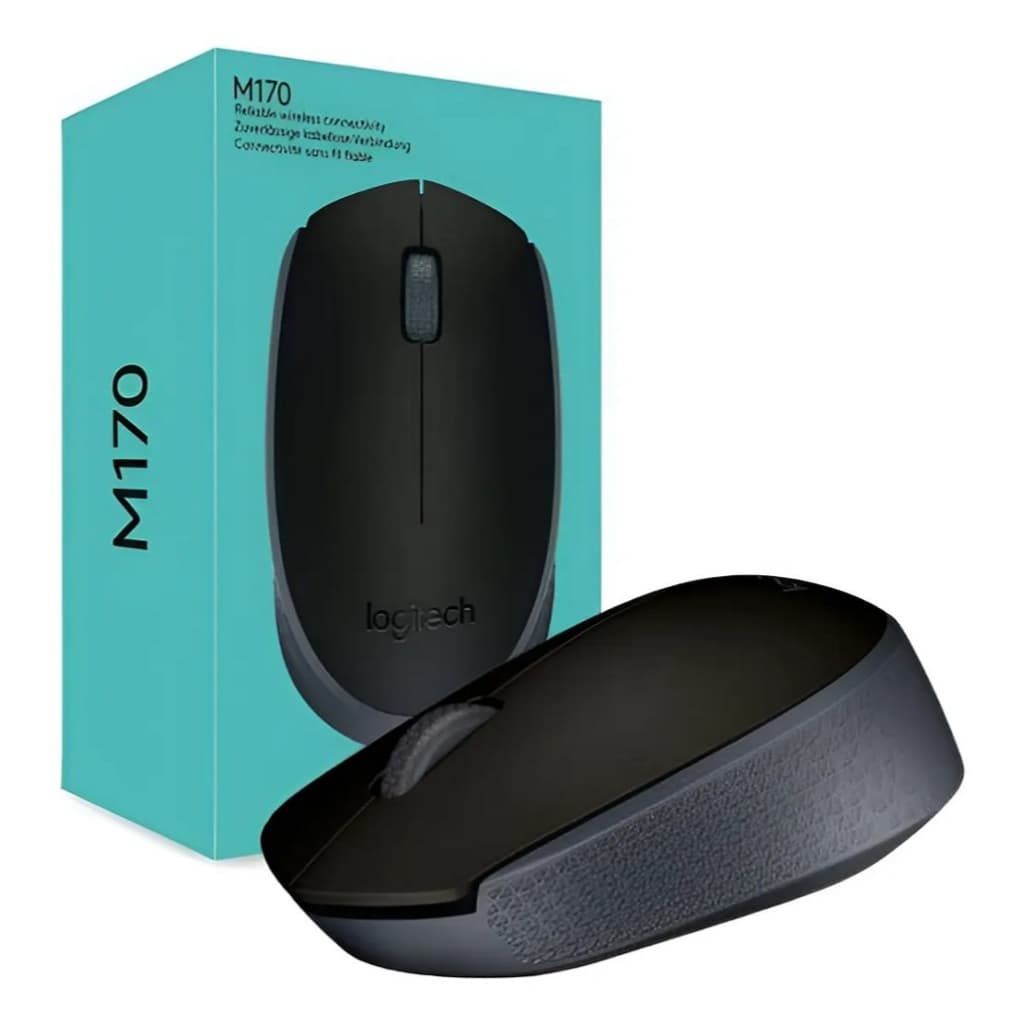 Mouse SEM FIO Logitech M170 Wireless Nano BI DESTRO USB PRETO COM CINZA COM PILHA INCLUSA ORIGINAL