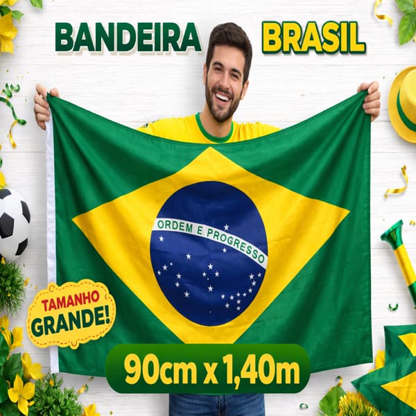 Bandeira do Brasil 90cm x 1,40m Grande – Alta Qualidade para Eventos, Decoração, Torcida e Copa