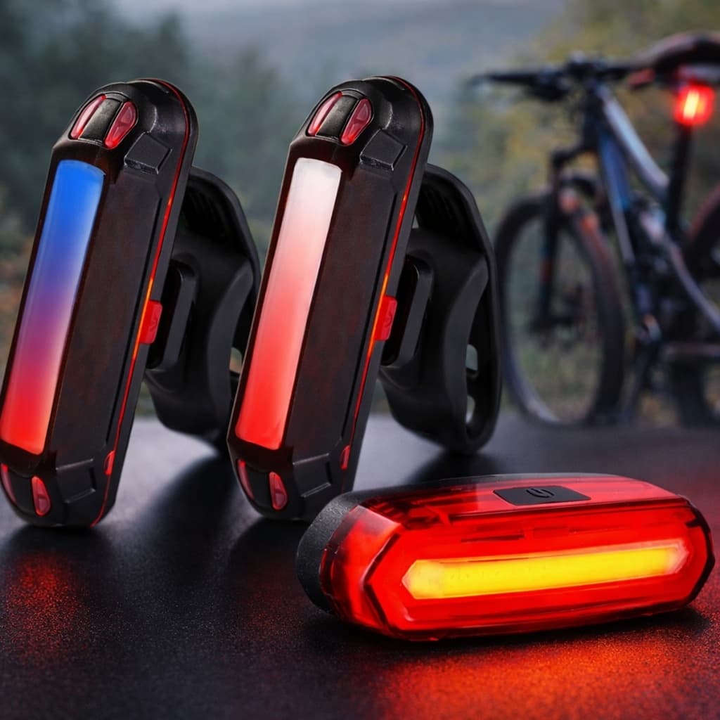 Lanterna Sinalizador Traseira Bike Led Recarregável Usb Pisca Azul e Vermelho