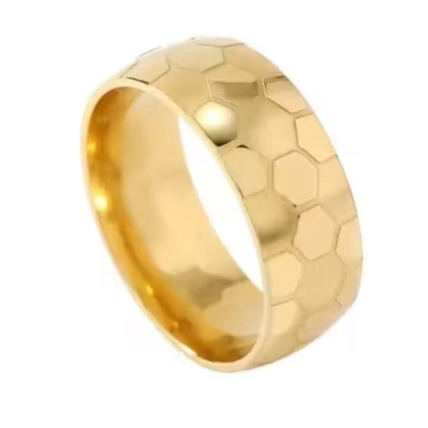 Anel Aço Inoxidável 8mm Dourado Futebol Seleção