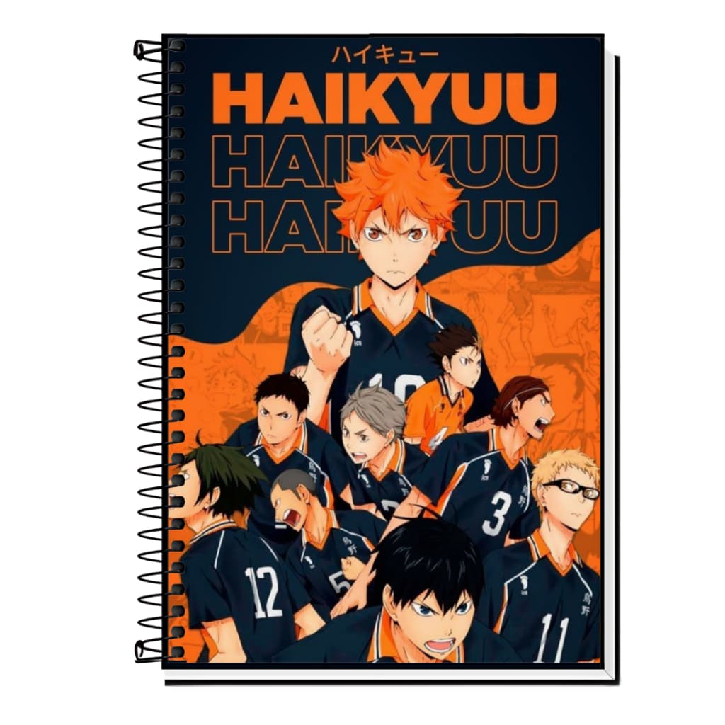 Caderno Escolar | Otaku | Haikyu | Anime Vôlei | Capa Dura e Espiral | 1, 10, 15 ou 20 Matérias