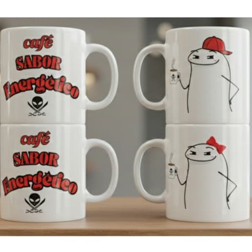 Caneca Café Sabor Energético Xícara Flork Meme Casal