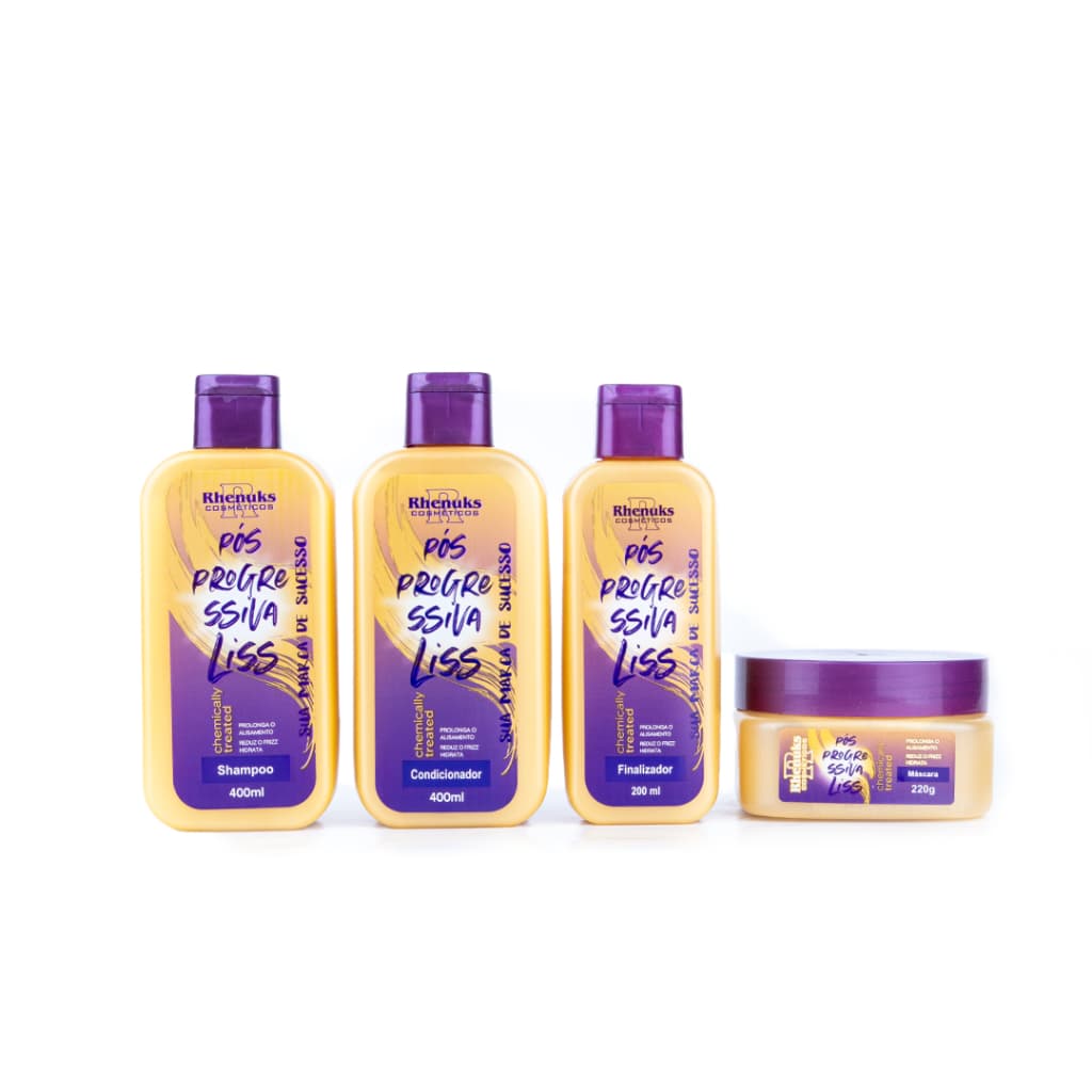 Kit Capilar Rhenuks Pós Progressiva Liss 4 Produtos Pós Química Hidratação Antifrizz Liso Original