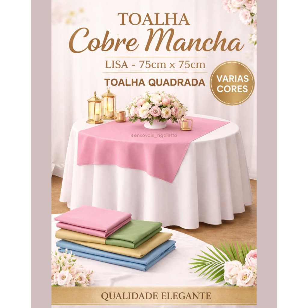 Toalha de Mesa Lisa 75 cm X 75cm - Toalha de Chá / Cobre mancha