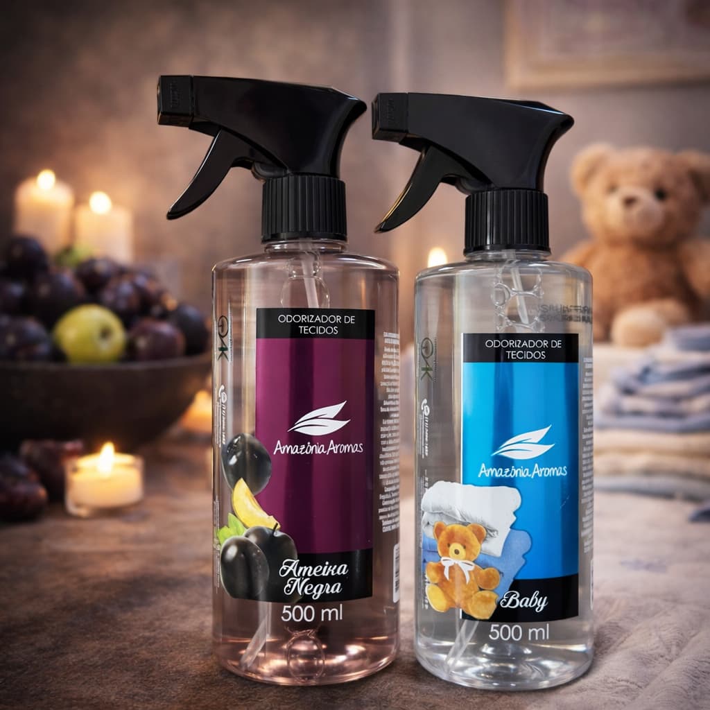 Odorizador de Tecidos 500ml Aromatizador de Roupas e Ambientes Amazonia Aromas Baby Ameixa Negra Spray