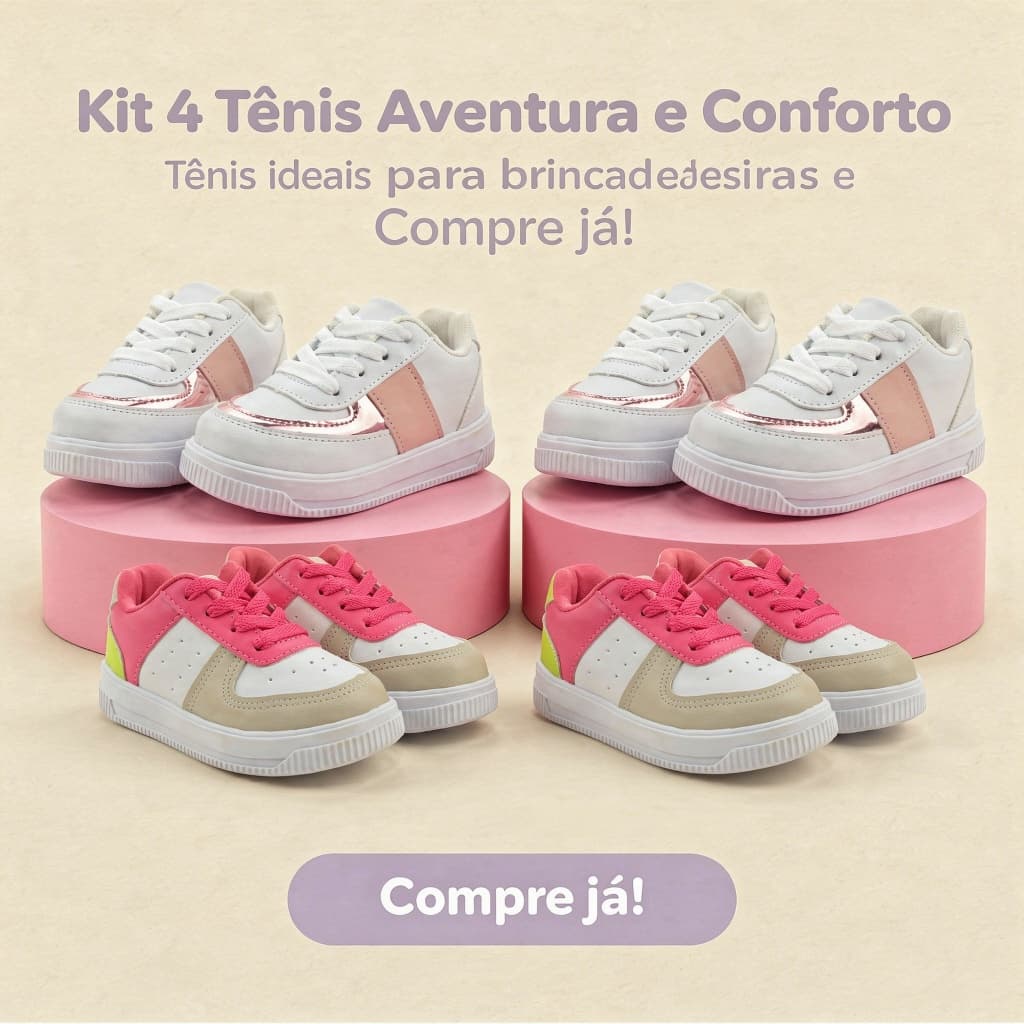 Kit 4 Tênis Menina Para Escola | Leve e Lindo, Tênis Ideal Para as Aulas 20 ao 27 | COMPRE JÁ!