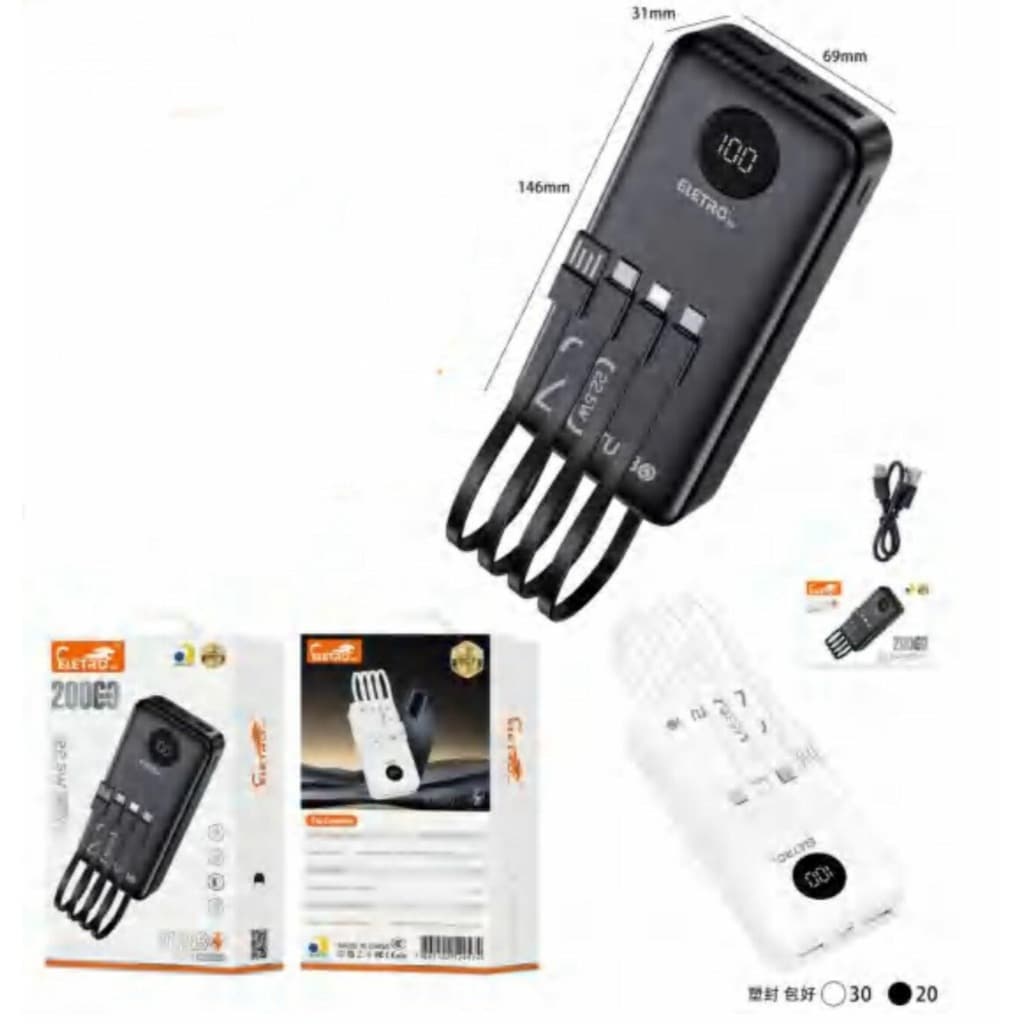Power Bank Universal de 20.000mAh Carregador Portátil para Android e iOS
