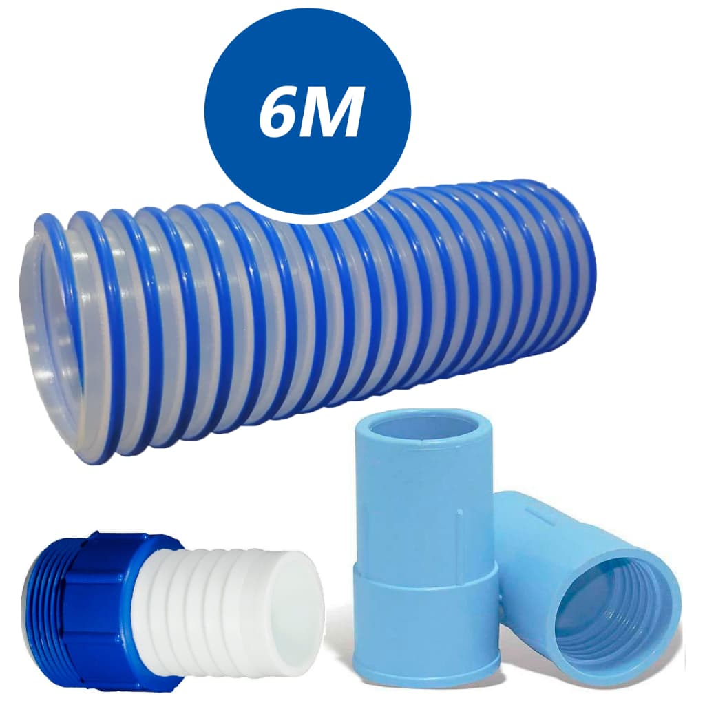 Mangueira para piscina siliconada flexivel e flutuante com 6 metros + ponteiras e adaptador