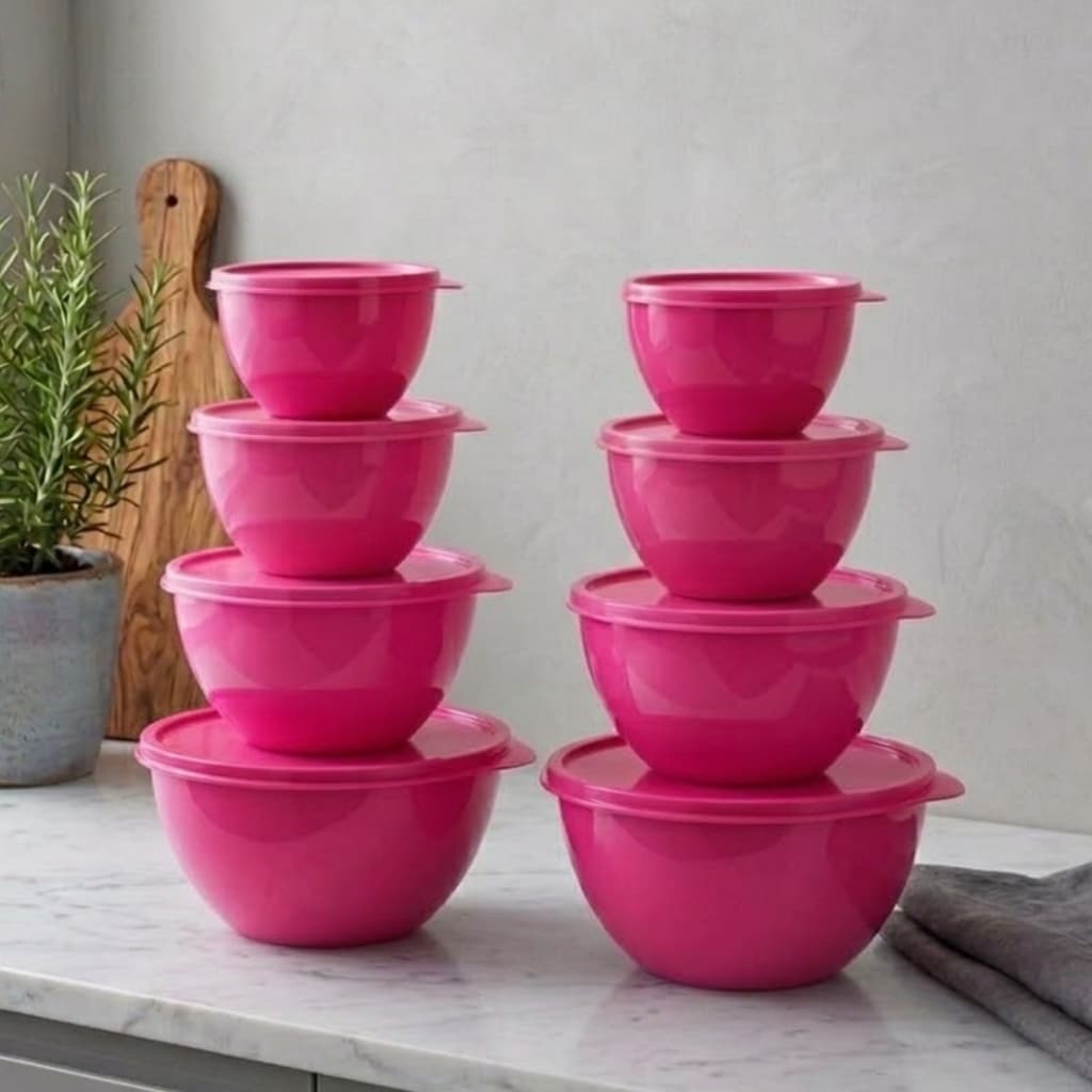 Pote Saladeiras Plástico Kit com 8 ou 4 Peças Tampa Hermética Cozinha Organizada