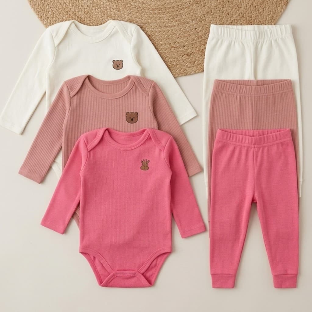 Kit 10 Peças Conjunto Bebê Menina Body Manga Longa + Calça RN ao GG