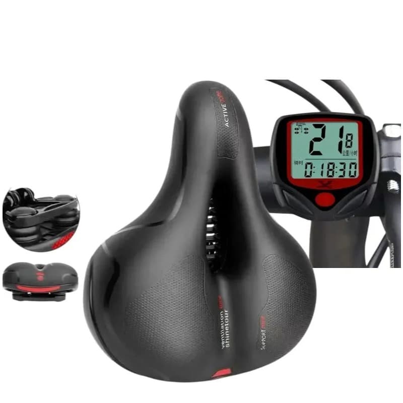 Kit Selim Assento Para Bicicleta Almofadado + Velocímetro Digital