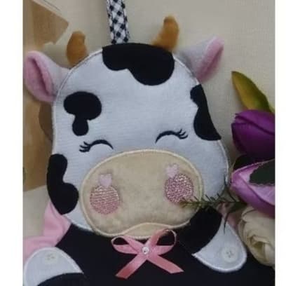 Naninha personalizada com prendedor de chupeta VAQUINHA para bebê dormir Fazendinha