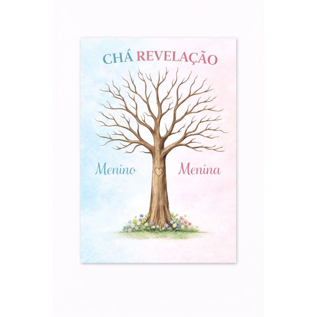 Quadro Chá Revelação Árvore Digital Menino ou Menina