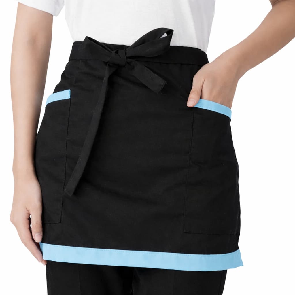 Avental de cintura preto e azul claro 90x45cm
