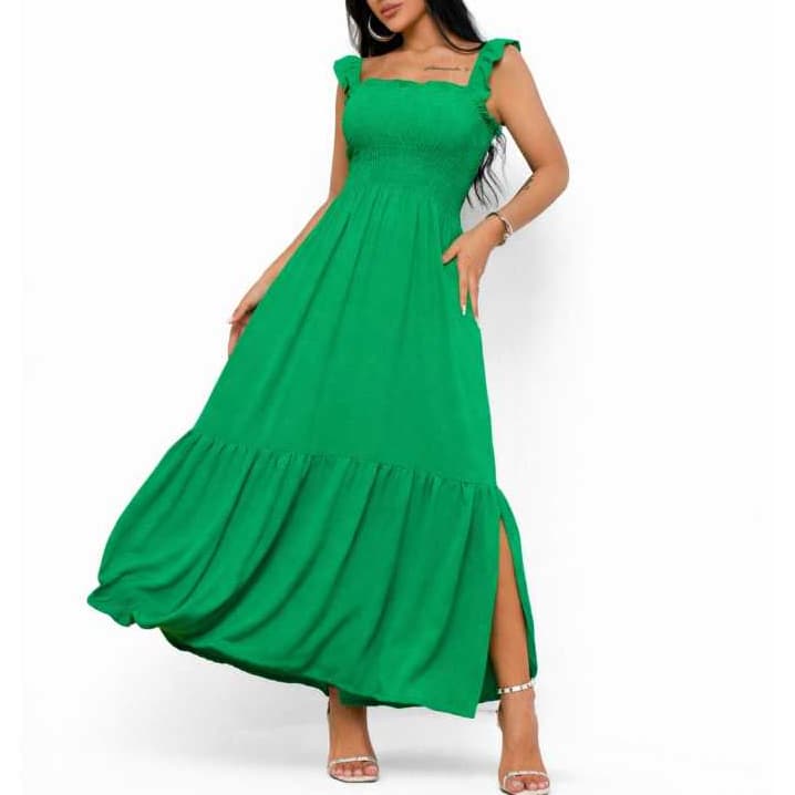 Vestido Longo Liso Lastex Feminino Soltinho Moda Casual Elegante Evangélica Festa Casamento